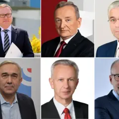 Sześciu mężczyzn, senatorowie Platformy Obywatelskiej, w garniturach i krawatach.