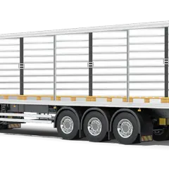 Weißer FTL LKW mit langem, weißem Auflieger, bereit für den Transport.