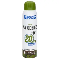 Bros spray na odzież chroni przed kleszczami przez 20 dni. Idealny na wycieczki do lasu.