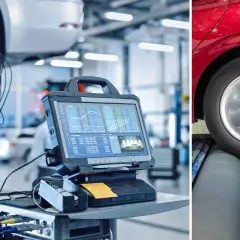 Bilprovning med datoranalys och rullande hjul. Frågan "hur många gånger kan man besikta om bilen" är relevant vid underkänd besiktning.