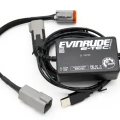 Kit diagnostica Evinrude E-TEC con cavi e connettori. Utile per risolvere eventuali problemi del motore, come quelli dell'Evinrude E-TEC 150.