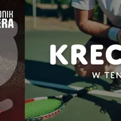 Tenisista trzymający się za bolesne kolano, rakieta tenisowa na korcie.