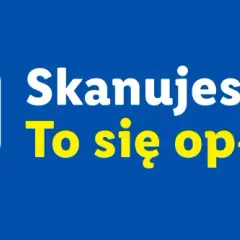 Logo Lidl Plus i napis "Skanujesz? To się opłaca." zachęcają do korzystania z aplikacji Lidl.