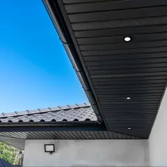 Nowoczesne oświetlenie dachu podkreśla jego architekturę.