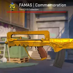 Złoty FAMAS | Commemoration z kolekcji CS20, ozdobiony mapami i motywami.