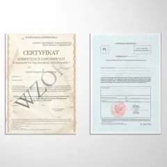 Certyfikat kompetencji zawodowych przewoźnika drogowego, wydany przez Instytut Transportu Samochodowego.