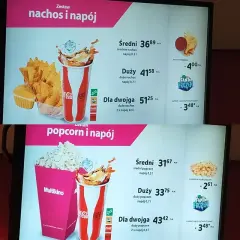Zestaw średni popcorn i cola w Multikinie kosztuje 31,67 zł. Duży zestaw to 33,75 zł, a dla dwojga 43,42 zł.