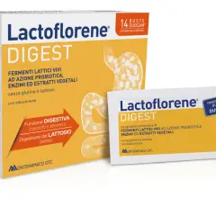 Lactoflorene Digest: il miglior fermento lattico per la digestione, con probiotici, enzimi e estratti vegetali. Senza glutine e lattosio.