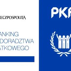 Logo Rzeczpospolitej, tekst "XVI RANKING FIRM DORADZTWA PODATKOWEGO" i logo PKF z wieńcem laurowym.
