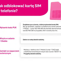 Jak odblokować kartę SIM w telefonie? T-Mobile kody PUK znajdziesz na karcie, zadzwoń lub odwiedź salon.