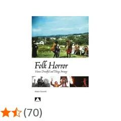 Ein Buchcover mit dem Titel "Folk Horror". Es zeigt eine Szene mit mehreren Männern in historischer Kleidung auf einer grünen Wiese.