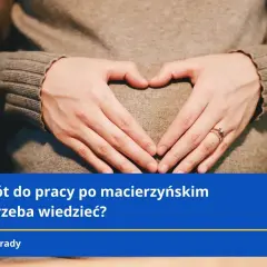 Dłonie tworzą serce na brzuchu, symbolizując powrót do pracy po urlopie macierzyńskim i 12-miesięczny okres ochronny.