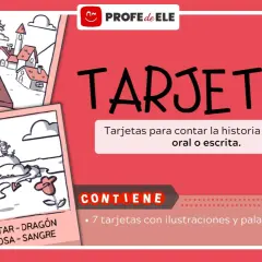 Tarjetas para la leyenda de San Jorge para niños. Ilustraciones de un caballero, dragón, princesa y pueblo.