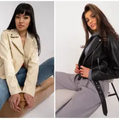Dwie kobiety w ramoneskach. Jedna w kremowej, druga w czarnej. Idealne kurtki ramoneski plus size dla każdej kobiety.