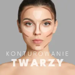 Modelka z zaznaczonymi cieniami i rozświetlaczami do konturowania twarzy.