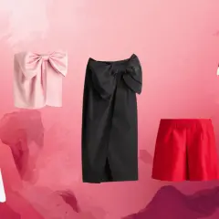 Kolaż modnych spódnic: czarna falbaniasta, różowa z kokardą, czarna z kokardą, biała, czarna z koronką, czerwona i czarna z frędzlami.