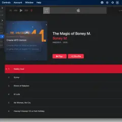 Apple Music app on Mac showing the "Convert" menu open, with "Create MP3 Version" highlighted, ready to convert audio files.