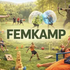 Enkel femkamp inomhus med pilbåge, bollkastning, dragkamp och bubbelbollar.