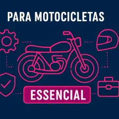 Ilustración de una moto, casco, maletín y engranaje. Todo es esencial para la mejor moto.
