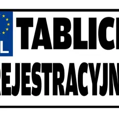 Tablice rejestracyjne z symbolem PL i gwiazdami Unii Europejskiej.