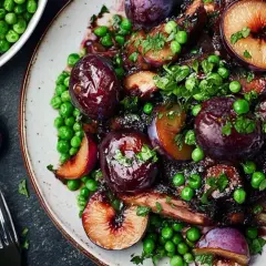 En härlig karre med plommon och gröna ärtor, perfekt för ett festligt karre recept.