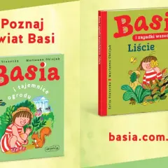Dwie okładki książek z serii "Basia". Jedna to "Basia i tajemnice ogrodu", druga to "Basia i zagadki wszechświata: Liście". To świetna zagadka o książce dla dzieci.