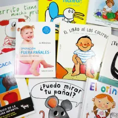 Colección de cuentos para quitar el pañal, con títulos como "Operación Fuera Pañales" y "El Libro de los Culitos", para ayudar a los peques en esta etapa.