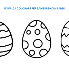 Tre disegni da colorare uova di pasqua con motivi a onde, pois e zig-zag, perfetti per i più piccoli.