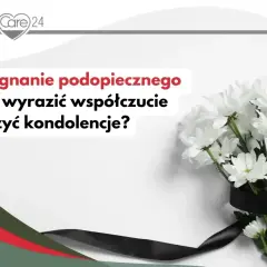 Białe kwiaty z czarną wstęgą. Tekst: "Pożegnanie podopiecznego - jak wyrazić współczucie i złożyć kondolencje?". Pomoc w wyrażaniu najpiękniejsze kondolencje sms.