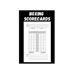 A boxing score card template with fields for event, location, date, and round-by-round scoring for red and blue corners.