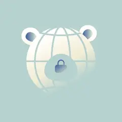 Globus w kształcie głowy misia z kłódką symbolizuje bezpieczeństwo w internecie.
