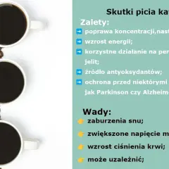 Kawa: zalety i wady. Nadmiar kofeiny objawy to m.in. zaburzenia snu, napięcie mięśni, wzrost ciśnienia.