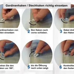 Schritt-für-Schritt-Anleitung: Gardinenhaken richtig anbringen. So setzen Sie die Stechhaken für Ihre Gardinen ein.