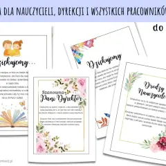 Krótkie podziękowanie dla nauczycieli i dyrekcji. Wzruszające życzenia dla pedagogów, pełne wdzięczności za ich pracę i poświęcenie.
