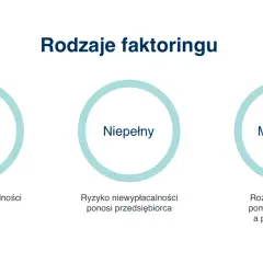 Rodzaje faktoringu: pełny (ryzyko ponosi faktor), niepełny (ryzyko ponosi przedsiębiorca) i mieszany (ryzyko rozłożone). Dowiedz się, faktoring co to jest.