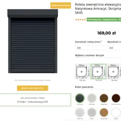 Montaż rolet antywłamaniowych: antracytowa roleta elewacyjna, wymiary 300x300 mm, skrzynia 137 mm.