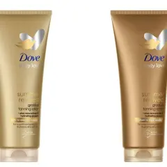 Dwa balsamy brązujące Dove Summer Revived. Dowiedz się, jak stosować balsam brązujący Dove, by uzyskać promienny, złocisty odcień skóry.
