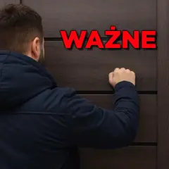 Mężczyzna puka do drzwi z napisem "WAŻNE". Czy nadzór budowlany może wejść do mieszkania?