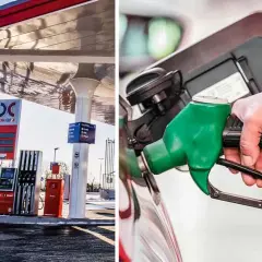 En hand håller en pump vid en OKQ8-mack. Bensinbilar framtid – en bild av dagens verklighet, men hur ser framtiden ut?