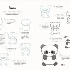Guía paso a paso para dibujar adorables dibujos cuquis kawaii de pandas.