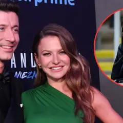 Anna i Robert Lewandowski na premierze. W tle kobieta w hidżabie zakrywająca twarz, być może przeżywająca emocje związane z transferem do ligi saudyjskiej.