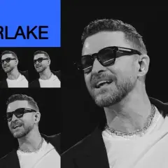Justin Timberlake w Polsce, śpiewający na scenie w okularach i naszyjniku.