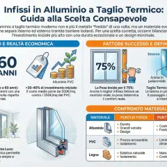 Infissi in alluminio a taglio termico: guida alla scelta. L'anima in poliammide isola, garantendo comfort e durata eccezionale.