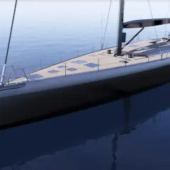 Yacht ICE 80, un capolavoro di design italiano, solca le acque. Le sue linee eleganti e la prua affilata ricordano i **german frers** per la loro audacia.