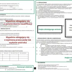 Fragment formularza z polami do wypełnienia, zaznaczone pola i zdjęcie do wniosku.