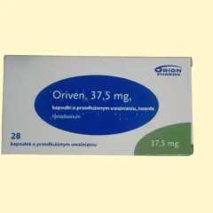 Opakowanie leku Oriven 37,5 mg, 28 kapsułek o przedłużonym uwalnianiu.
