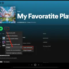 Comment partager une playlist Spotify : cliquez sur les trois points, puis sur "Partager" et "Copier l'URI Spotify".