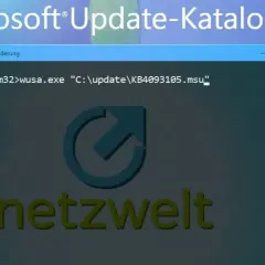 Windows 10 Updates manuell herunterladen und installieren: Eingabeaufforderung mit wusa.exe und Pfad zur MSU-Datei.