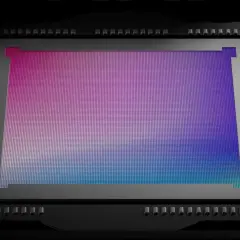 Kamerans sensor med pixlar som visar en färggradient från rosa till blått, en visuell representation av exponering.
