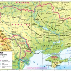 Mapa pokazuje, które państwa graniczące z Polską mają dostęp do morza: Litwa, Rosja i Ukraina.